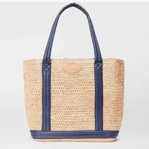 MZ Wallace Medium Raffia Tote - Raffia/Navy, M